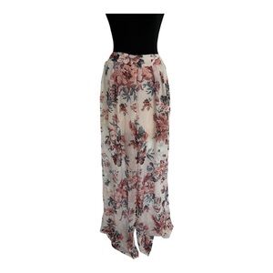Floral Maxi Skirt in Pink and White